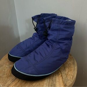 Down Slipper Booties Camp Apres Ski Sierra Designs Blue Winter Sz M WOMENS